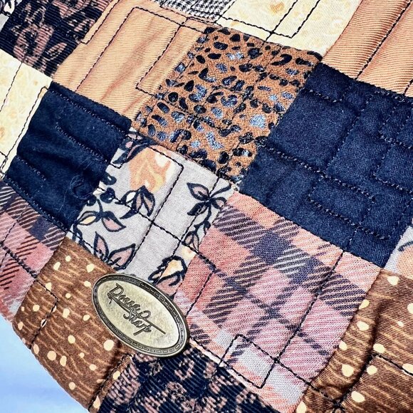 Donna Sharp Quilted Belt Buckle Purse-Brown Mix Medium Shoulder/Tote Purse Bag - Picture 14 of 16